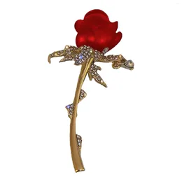 Dangle Earrings Red Rose Flower Brooches For Women Elegant Lapel Pins Wedding Party Badge Jewellery Metal Color: 3