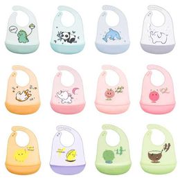 Bibs Burp Cloths Waterproof baby bib baby supplies cute cartoon pattern printing baby bib adjustable soft silicone baby bibL240514