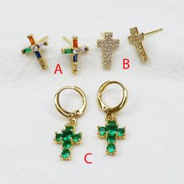 Stud Earrings 10 Pairs Cross Lovely Crystal Fashion Colorful Zirconia Jewelry Gift 30430