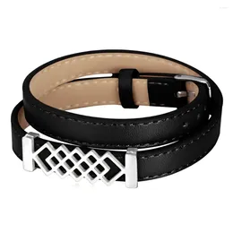 Link Bracelets Mens Leather Bracelet Premium Stainless Steel Jewellery Gift Accessories Men's