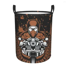 Laundry Bags Biker Custom Motorcycles Vector Dirty Basket Waterproof Home Organiser Clothing Kids Toy Storage