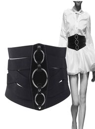 New Arrivals Sexy Women Corset Belt PU Leather cummerbunds Zipper Bandage Elastic Cincher Wide Waistband cummerbund Black Wais1117612