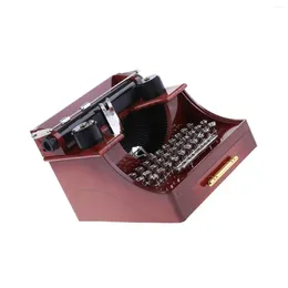 Decorative Figurines Retro Creative Typewriter Wind Up Music Box Clockwork Toy Desktop Supplies