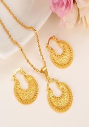 gold Ethiopian Jewelry Set Pendant Necklace Earring Fashion dubai Design Gold Nigeria women girls wedding bridal set charms gift4322549