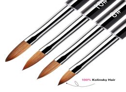 Pure Animal Kolinsky Hair Nail Art Acrylic Brush Pen for UV Gel Polish Manicure Carving Pens Rhinestones Metal Handle5741976