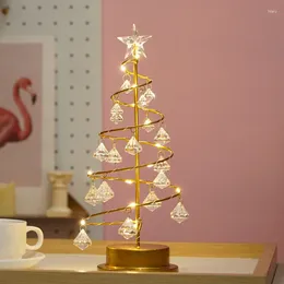 Decorative Plates Led Iron Night Light Crystal Christmas Tree Lamp Pentagram Birthday Gift Room Bedroom Decoration