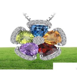 Pendant Necklaces Jewellery 26Ct Natural Blue Topaz Amethyst Citrine Garnet Peridot Pendants 925 Sterling Sier Not Include A Drop Delive Dh3Ec