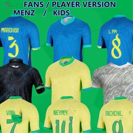 22 2023 2024 BRAZILS soccer jerseys L.PAQUETA NEYMAR VINI JR. 23 P.COUTINHO RICHARLISON football shirt G.JESUS T.SILVA BRUNO G. PELE CASEMIRO men women kids sets jersey