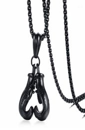 Men Jewelry Sport Fitness Collares Stainless Steel Pendant Necklaces Mens Jewellery Colar Collier Double Boxing Glove Necklace6353562