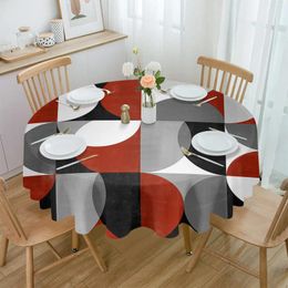 Table Cloth Nordic Style Retro Mediaeval Geometric Colour Waterproof Tablecloth Wedding Home Kitchen Dining Room Decor Round Cover