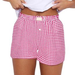 Women's Shorts Women High-waisted Plaid Print Streetwear Sleepwear Options For Comfort Style