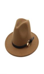 NEW TOP hats for men women Elegant fashion Solid felt Fedora Hat Band Wide Flat Brim Jazz Hats Stylish Trilby Panama Caps 11 col9262654