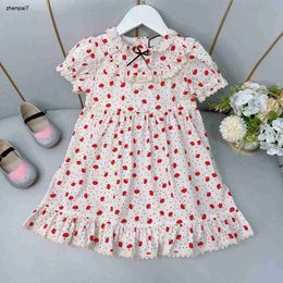 Top baby dress Embroidered lace collar girl skirt Size 100-160 Mushroom pattern kids designer clothes Cotton child frock 24Feb20