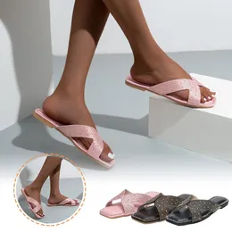 Slippers Women'S Fashion Fancy Sandals For Girls Woman Pvc Flat Slide With Bow Ladies Zapatos Mujer