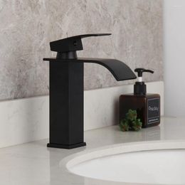 Kitchen Faucets YANKSMART Bathtub Basin Tap Matte Black Bathroom Sink Faucet Deck Mounted Mixer Water Taps Waterfall Single Hole