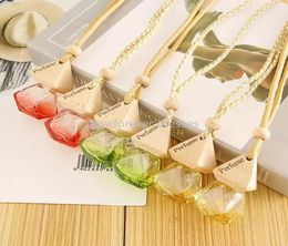 New Car Perfume Bottle Pendant Essential Oil Diffuser Diamond Coloured Bag Clothes Ornaments Air Freshener Pendants Empty Glass Bot5450148