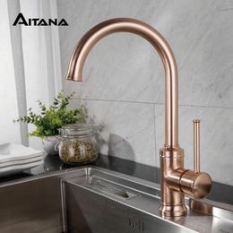 Kitchen Faucets Antique Brass Faucet Simple Design Single Handle Hole Cold And Double Sink