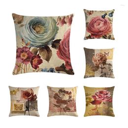 Pillow Retro Vintage Green Butterfly Rose Flower Home Decorative Cotton Linen Case Cover 45 45CM ZY179