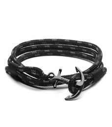 Tom hope Bracelets Tripe Thread Rope Bracelet Anchor Charm Bracelet Jewelry for Gift Black Sky Blue 5 Sizes4813234