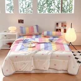 Soft Smooth Summer Cooling Blanket with Latex Bed Sheet and Pillowcase Air Condition Comforter 34 Pcs Set Queen Quilt 240514