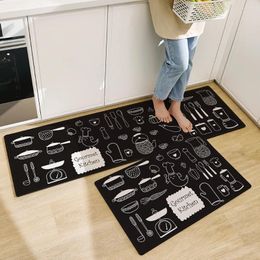 Carpets Black Fashion Simple Nordic Style Kitchen Mat Floor Carpet House Hold Long Strip Door Modern Home Decor