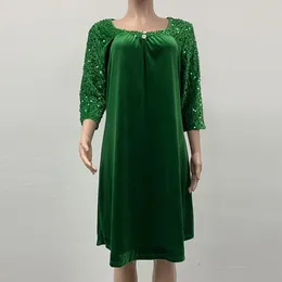 Casual Dresses Midi Dress Stunning Sequin Splicing Party Square Neck Loose Waist Above Knee Length For Evening Cocktail Events