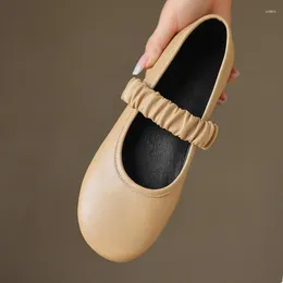 Casual Shoes Soft Sheepskin Gentle Comfortable Flat Round Head Shallow Mouth With Skirt Low Heel Single Women A1