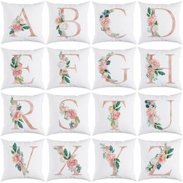 Pillow 2024 Alphabet Floral Sofa Home Office Decor Case Bedroom Car Hold Pillowcase 45x45cm