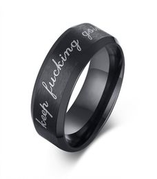 Fashion DIY Jewellery couple rings Keep Fucking Going Stainless Steel Men Ring Band Titanium Silver Black Ring Boyfriend Husband9584324