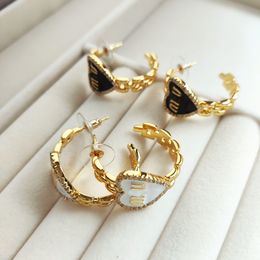 luxury MM brand love heart designer earrings women 18k gold C shape white crystal zircon vintage oorbellen brincos aretes earings earring ear rings jewelry gift