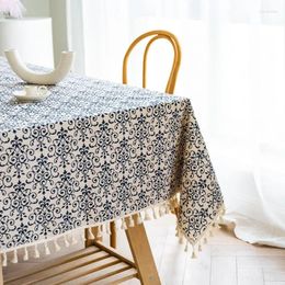 Table Cloth Vintage Blue And White Porcelain Chinese Style Classical Small Cotton Linen Wholesale Art