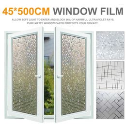 Window Stickers 45X500cm Film Removeable Non-adhesive Privacy Frosted Glass For Bathroom Bedroom Decoration
