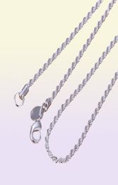 Retail Whole 925 Silver Plated Necklace Women Man Necklace 2mm 16 18 20 22 24 Inch Rope Chain Jewellery Accesorie1892092