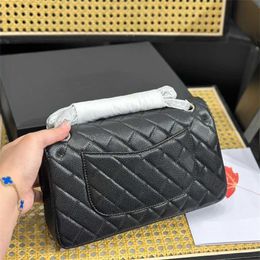 Chic Lattice Black Crossbody Designer Bag Luxury Shoulder Bag Women Chain Caviar Leather Messenger Bag Classic Solid Colour Diamond Lattice Handbag