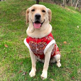 Dog Apparel Winter Clothes 2024 Tangsuit For Pet Large Clothing Big Coat Jacket Labrador Hoodies Golden Retriever Year Suit