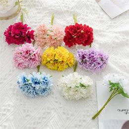 Decorative Flowers Mini Artificial Silk Hydrangea Bouquet Christmas Autumn Decorations Fake Plants Carnation Vase For Home Decor