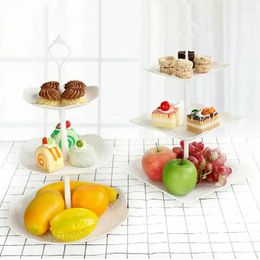 Plates 3Pcs Plastic Tiered Cake Stand Wedding Party Dessert Table Sweets Fruit Plate Retro Tray Holder