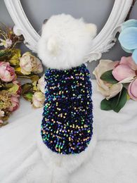 Dog Apparel Handmade Winter Clothes Pet Supplies Black Colourful Sequin Parka Cotton Padded Coat Warm Wadded Jacket Unique Outwear Poodle