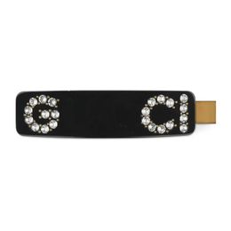 Hot Acrylic Designers Hair Clip with G Stamp Diamond Crystal Women Girl Black Letter Barrettes Fashion Hair Accessories High Quality