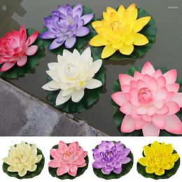 Decorative Flowers Artificial Water Lilies Colourful Fake Floating Lily Micro Landscape For Pond Garden Decor