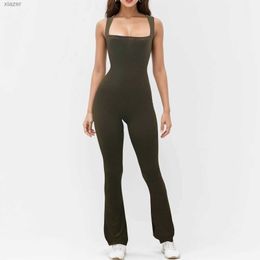 Women's Jumpsuits Rompers Young womens clothing womens jumpsuit with tie square neckline full length pants casual jumpsuit WX