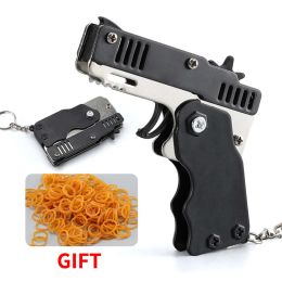 1st -legering Keychain Rubber Band Gun - Shooting Pistol Toy for Kids 'Outdoor Fun - Unik metallgåva för pojkvän