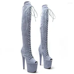 Dance Shoes Fashion Sexy Model Shows Suede Upper 20CM/10Inch Women's Platform Party High Heels Pole Thigh Boots 155