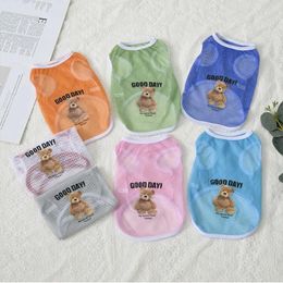 Dog Apparel Cute Bear Printed Pet Vest Summer Mesh Breathable T-shirt Puppy Clothes Cat Pug Costumes For Small Dogs