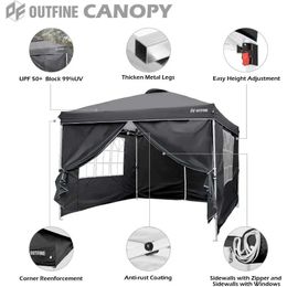 Tents and Shelters Camping accessories outdoor waterproof rain shower party canopy with 4 detachable side wall ropes X4 (black tent cloth)Q2405111