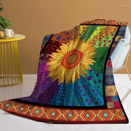 Blankets Sunflower Throw Blanket With Small Hearts Flowers Printed Cosy For Couch Sofa Bed Living Room