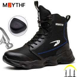 MJYTHF Work Boots Safety Steel Toe Shoes Men Protective Shoes Anti-smash Anti-puncture High Top Safety Shoes Men Boots 240504