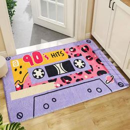 Carpets Funny Retro Cassette -Creative Entrance Door Mat- Anti-slip Floor Mats For Living Room Bathroom/Soft Throws Blanket