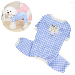 Dog Apparel Spring Autumn Puppy Jumpsuit With Traction Ring Plaid Pet Rompers Overalls For Small Dogs Yorkshire Maltese Mascotas Pyjamas