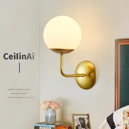 Wall Lamps LukLoy Nordic Postmodern Minimalist Glass Ball Lamp Bedroom Living Room El Sconce LED Bedside Fashion Light